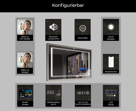 Spiegel mit Rahmen und LED Industrial Beleuchtung FrameLine L61 #7